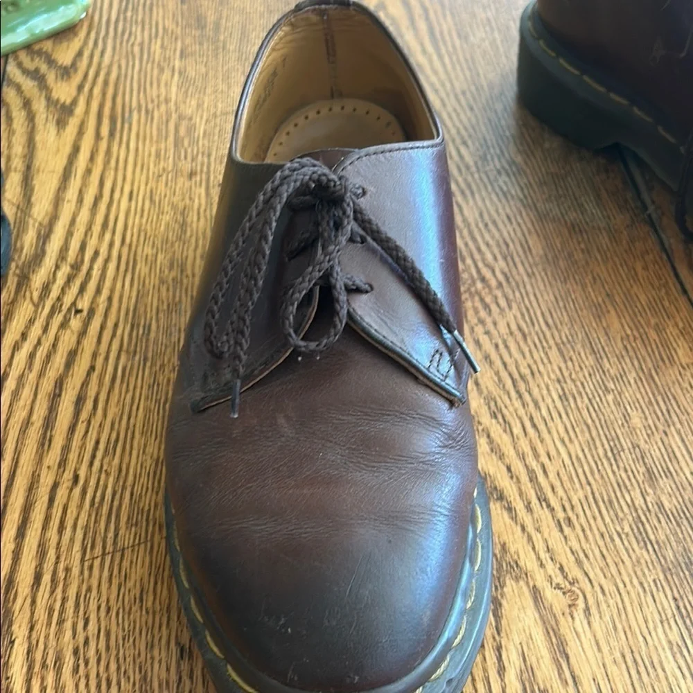 Dr. Martens Brown Leather Oxfords with Classic Lace-Up Design